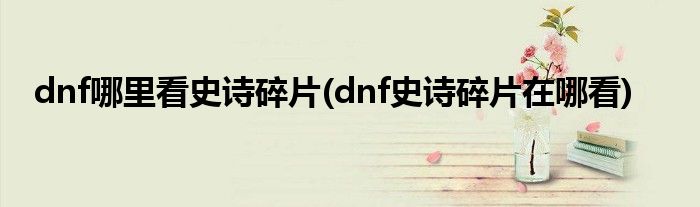 dnf哪里看史诗碎片(dnf史诗碎片在哪看)