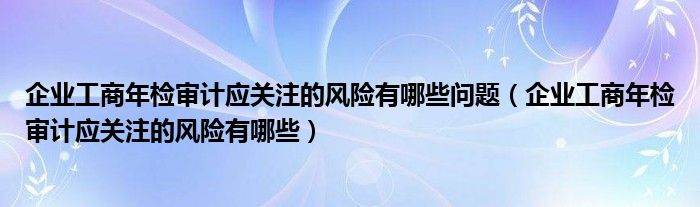 企业工商年检审计应关注的风险有哪些问题（企业工商年检审计应关注的风险有哪些）
