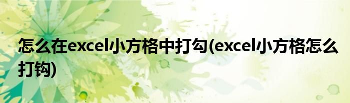 怎么在excel小方格中打勾(excel小方格怎么打钩)