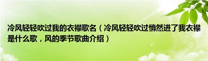 冷风轻轻吹过我的衣襟歌名（冷风轻轻吹过悄然进了我衣襟是什么歌，风的季节歌曲介绍）