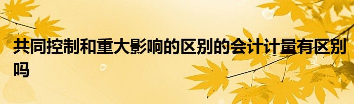 共同控制和重大影响的区别的会计计量有区别吗
