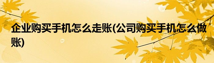 企业购买手机怎么走账(公司购买手机怎么做账)