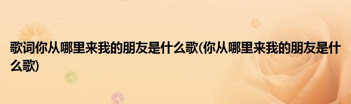 歌词你从哪里来我的朋友是什么歌(你从哪里来我的朋友是什么歌)