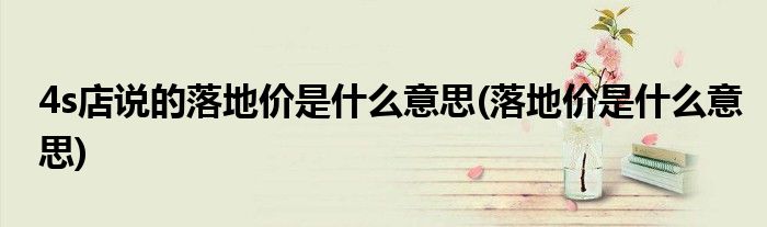 4s店说的落地价是什么意思(落地价是什么意思)