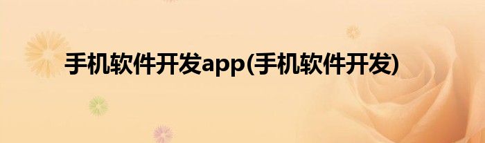 手机软件开发app(手机软件开发)