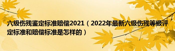 六级伤残鉴定标准赔偿2021（2022年最新六级伤残等级评定标准和赔偿标准是怎样的）