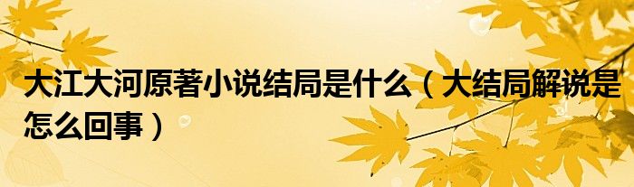 大江大河原著小说结局是什么（大结局解说是怎么回事）