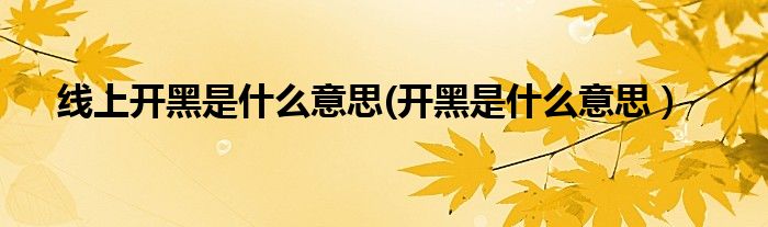 线上开黑是什么意思(开黑是什么意思）