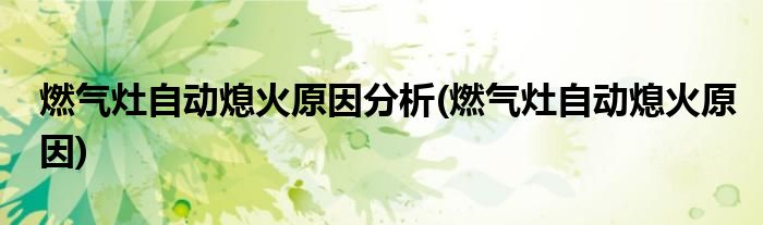 燃气灶自动熄火原因分析(燃气灶自动熄火原因)