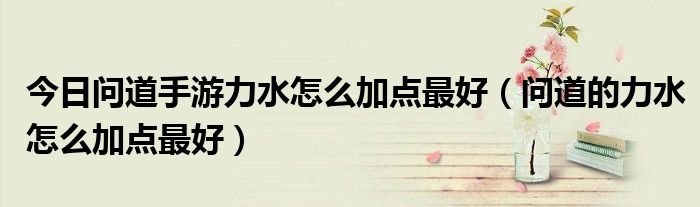 今日问道手游力水怎么加点最好（问道的力水怎么加点最好）