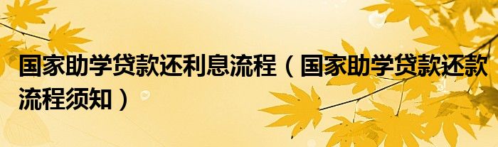 国家助学贷款还利息流程（国家助学贷款还款流程须知）