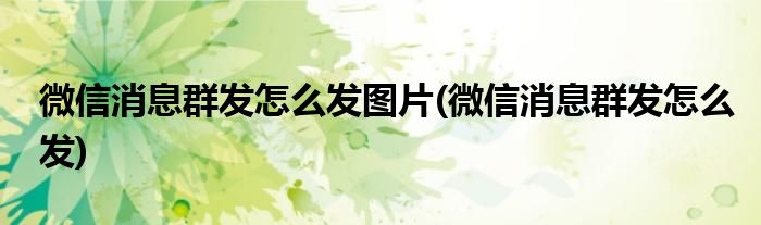 微信消息群发怎么发图片(微信消息群发怎么发)