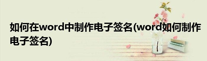 如何在word中制作电子签名(word如何制作电子签名)