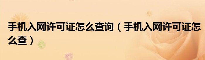 手机入网许可证怎么查询（手机入网许可证怎么查）