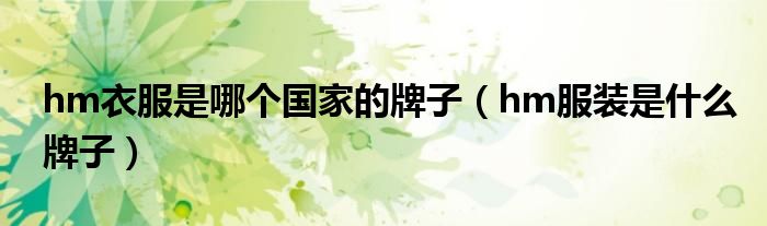 hm衣服是哪个国家的牌子（hm服装是什么牌子）