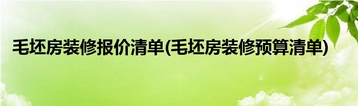 毛坯房装修报价清单(毛坯房装修预算清单)