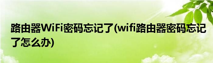 路由器WiFi密码忘记了(wifi路由器密码忘记了怎么办)