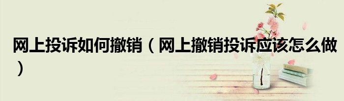 网上投诉如何撤销（网上撤销投诉应该怎么做）