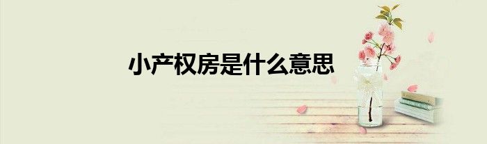 小产权房是什么意思