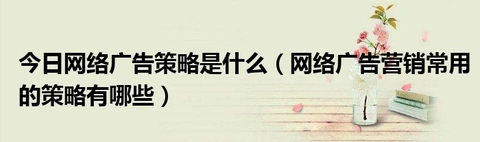 今日网络广告策略是什么（网络广告营销常用的策略有哪些）