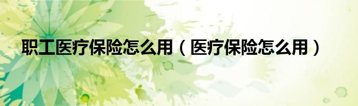 职工医疗保险怎么用（医疗保险怎么用）