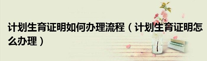 计划生育证明如何办理流程（计划生育证明怎么办理）