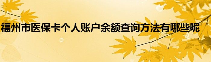 福州市医保卡个人账户余额查询方法有哪些呢