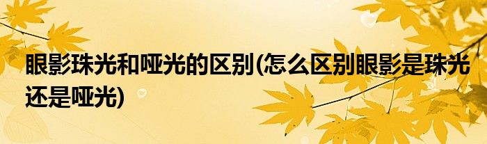 眼影珠光和哑光的区别(怎么区别眼影是珠光还是哑光)