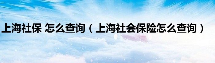 上海社保 怎么查询（上海社会保险怎么查询）