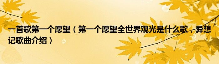 一首歌第一个愿望（第一个愿望全世界观光是什么歌，异想记歌曲介绍）