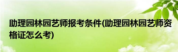 助理园林园艺师报考条件(助理园林园艺师资格证怎么考)