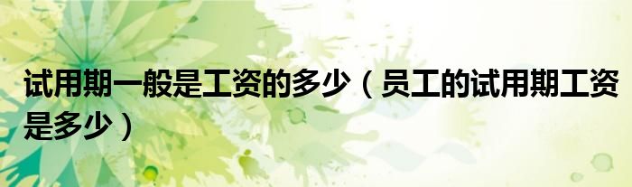 试用期一般是工资的多少（员工的试用期工资是多少）