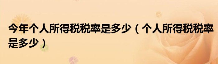 今年个人所得税税率是多少（个人所得税税率是多少）