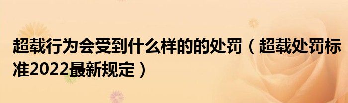 超载行为会受到什么样的的处罚（超载处罚标准2022最新规定）