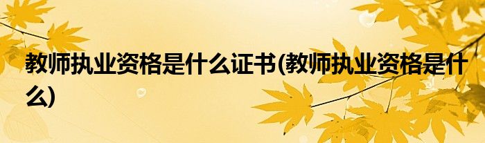 教师执业资格是什么证书(教师执业资格是什么)