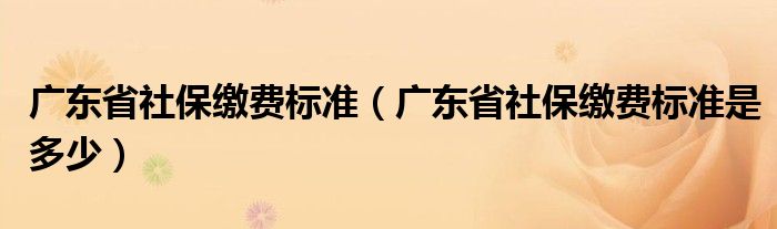 广东省社保缴费标准（广东省社保缴费标准是多少）