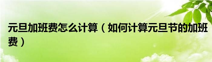 元旦加班费怎么计算（如何计算元旦节的加班费）