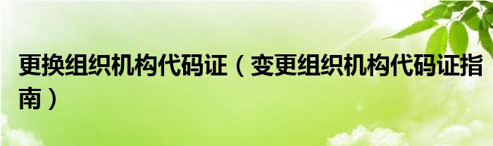 更换组织机构代码证（变更组织机构代码证指南）