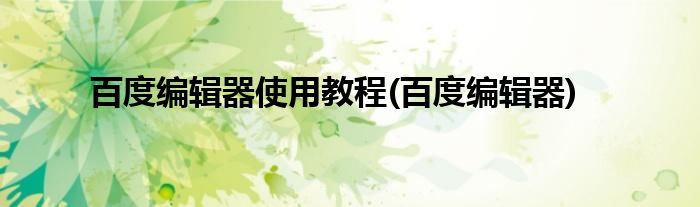 百度编辑器使用教程(百度编辑器)