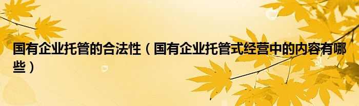 国有企业托管的合法性（国有企业托管式经营中的内容有哪些）