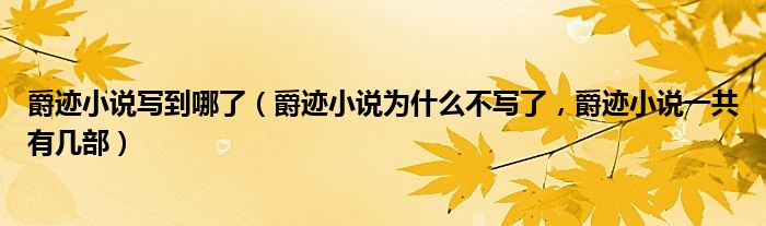 爵迹小说写到哪了（爵迹小说为什么不写了，爵迹小说一共有几部）