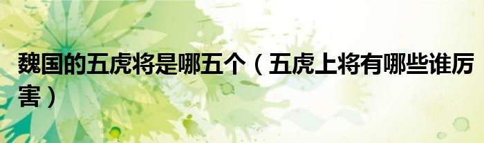魏国的五虎将是哪五个（五虎上将有哪些谁厉害）