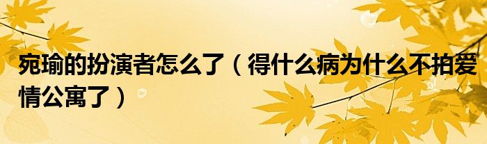 宛瑜的扮演者怎么了（得什么病为什么不拍爱情公寓了）