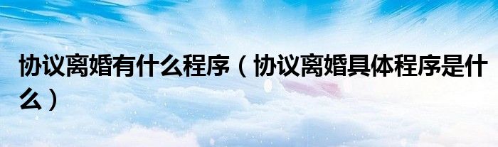 协议离婚有什么程序（协议离婚具体程序是什么）