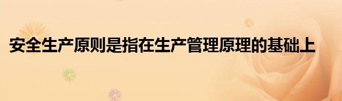安全生产原则是指在生产管理原理的基础上