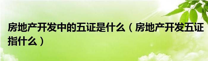 房地产开发中的五证是什么（房地产开发五证指什么）
