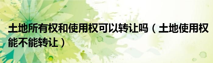 土地所有权和使用权可以转让吗（土地使用权能不能转让）