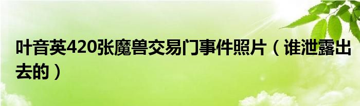 叶音英420张魔兽交易门事件照片（谁泄露出去的）