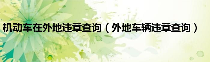机动车在外地违章查询（外地车辆违章查询）