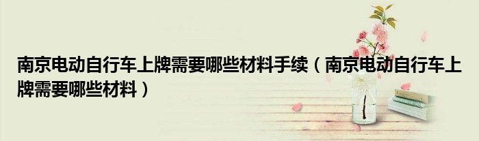 南京电动自行车上牌需要哪些材料手续（南京电动自行车上牌需要哪些材料）